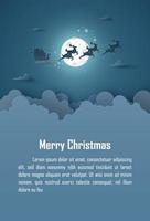 Christmas background Santa Claus with full moon on the sky vector