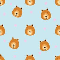 Hand Drawn Bear Head Pattern vector