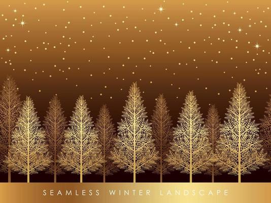 Seamless Snowy Forest Landscape With Text Space. 