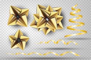 Gold Ribbon Bow Set  vector