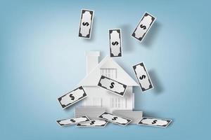 Paper House with Dollar Bills  vector