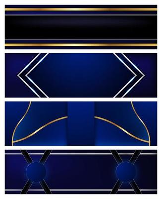 Set of Blue and Gold Luxury Banners 