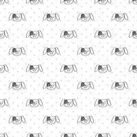 Kids Seamless Pattern with Dog Head Outline vector