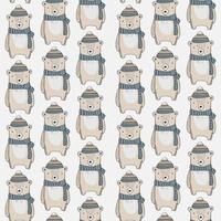 Seamless Pattern with Bears with Scarves and Hats  vector