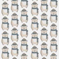 Seamless Pattern with Bears with Scarves and Hats  vector