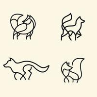 logotipo abstracto de arte de línea de zorro vector