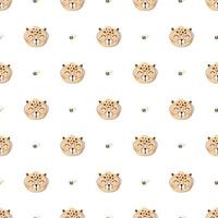 Seamless Pattern with Cute Leopard  vector