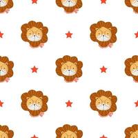Seamless Pattern with Cute Lion 