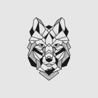 Abstract Black and White Polygonal Wolf vector