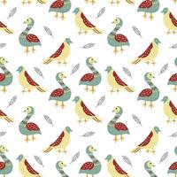 Seamless Pattern with Flat Style Bird Designs  vector