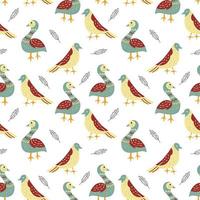 Seamless Pattern with Flat Style Bird Designs  vector