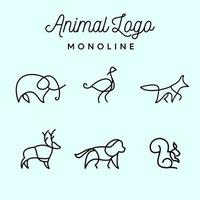 logotipos de línea mono animal de signo minimalista vector