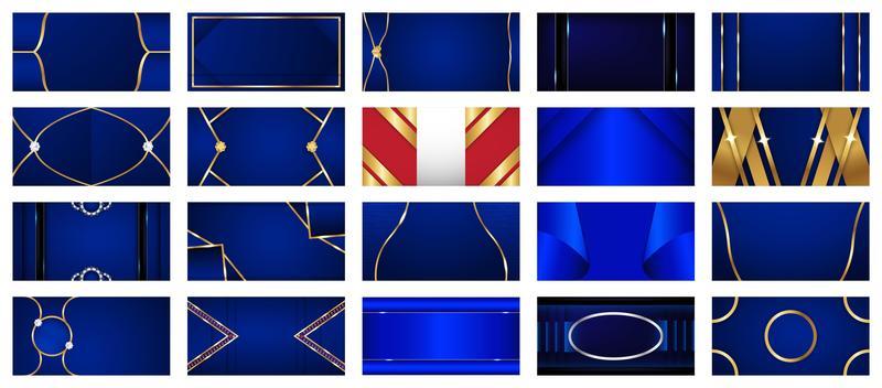 Collection of Blue and Gold Luxury Abstract Backgrounds 