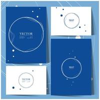 Blue and white card set with wavy circle design vector