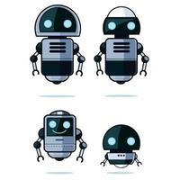 Set of cartoon robots in flat style vector