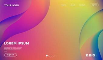 Rainbow Gradient Landing Page Template Design vector