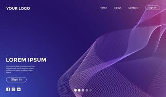 Landing Page with Purple Mesh Waves vector