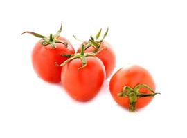 tomato with stem on white background photo