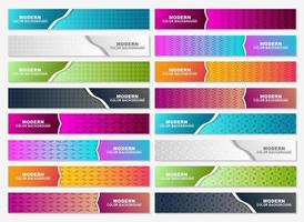 conjunto de encabezado web horizontal de colores brillantes vector