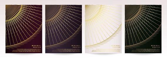 Golden Geometric Abstract Circle Pattern Poster Set vector