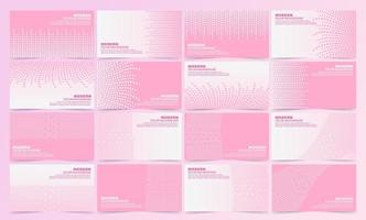 conjunto de tarjeta de línea dinámica rosa y blanca vector