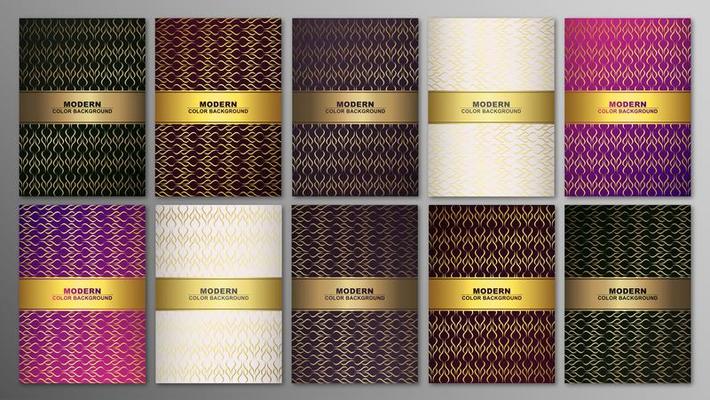 Luxury premium cover set with golden geometric pattern