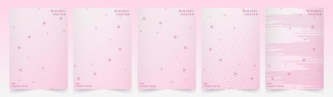 Pink dynamic line pattern cover set vector