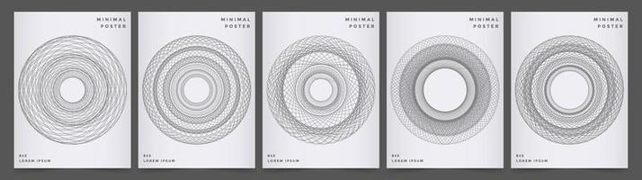 Modern poster set with gray geometric circle design vector