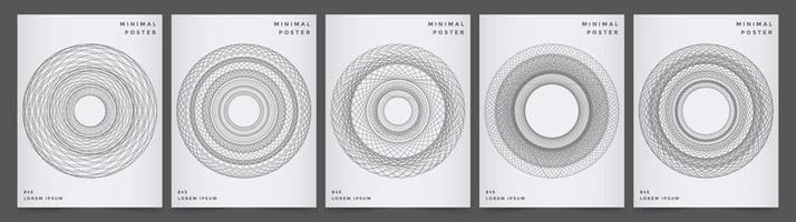 Modern poster set with gray geometric circle design vector