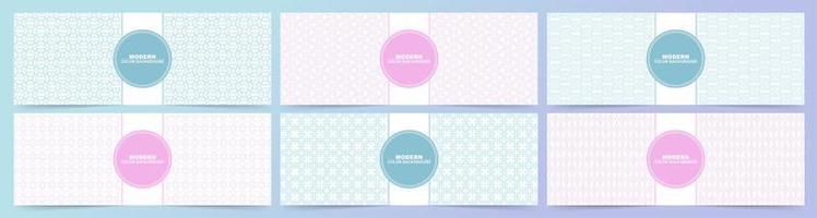 Pink and blue banners with multiple pattern styles vector