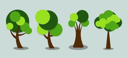 Circular Leaf Tree Icons vector