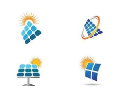 Solar panels with sun logo set vector
