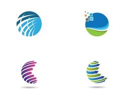 Circular global logo set vector