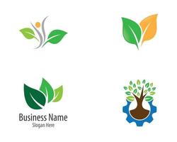 Leaf and tree icon set vector