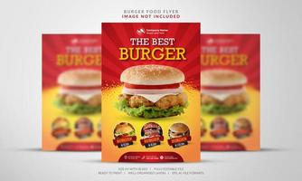 Burger flyer in orange and red vector