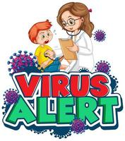 alerta de virus con niño enfermo y médico vector