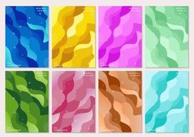 Colorful minimal poster set with flat wave shapes vector