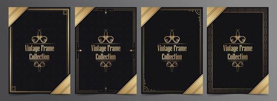 Vintage frame collection with patterns and golden details vector