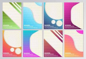 Bright gradient abstract shape and pattern cover set vector