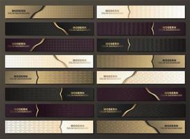 Luxury horizontal patterned banner set with gold accents