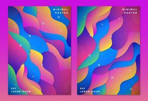 Gradient color layered wavy shapes cover set