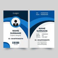 Vertical ID card with blue dynamic curve design vector