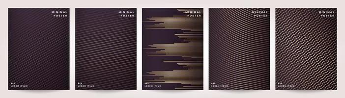 Minimal Cover in Gold Abstract Line Pattern for Poster Design Set vector