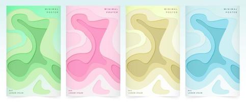 Set of cover abstract style paper cut design soft color vector