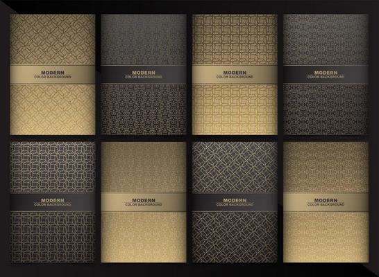 Collection of abstract black and gold color minimal covers