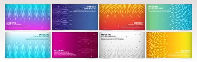 Colorful gradient banners with geometric textures and abstract lines. vector