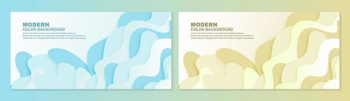 Abstract wavy paper 3d banner set vector