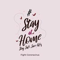 quedarse en casa para detener el arte de la palabra coronavirus vector