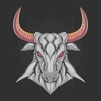 ilustraciones de diseño de camiseta de cabeza de toro vector