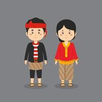 Couple Character Wearing East Java Traditional Dress vector